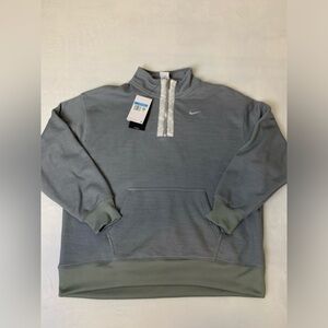 Nike Women's Logo Half-Zip Sweater Therma-Fit Pullover Gray, Meduim Size